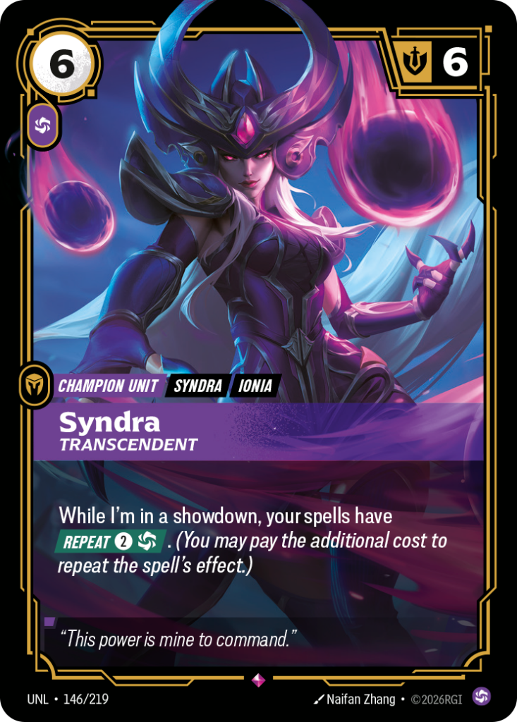 Syndra, Transcendent UNL-146/219 – Unleashed – Foil