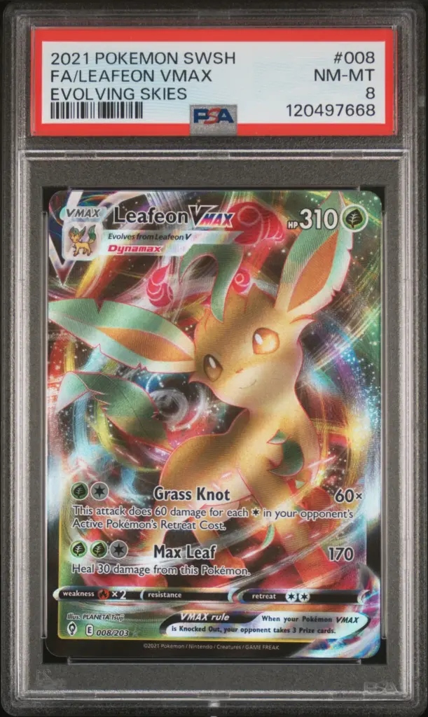 FA/LEAFEON VMAX 008/203 – Evolving Skies – PSA 8