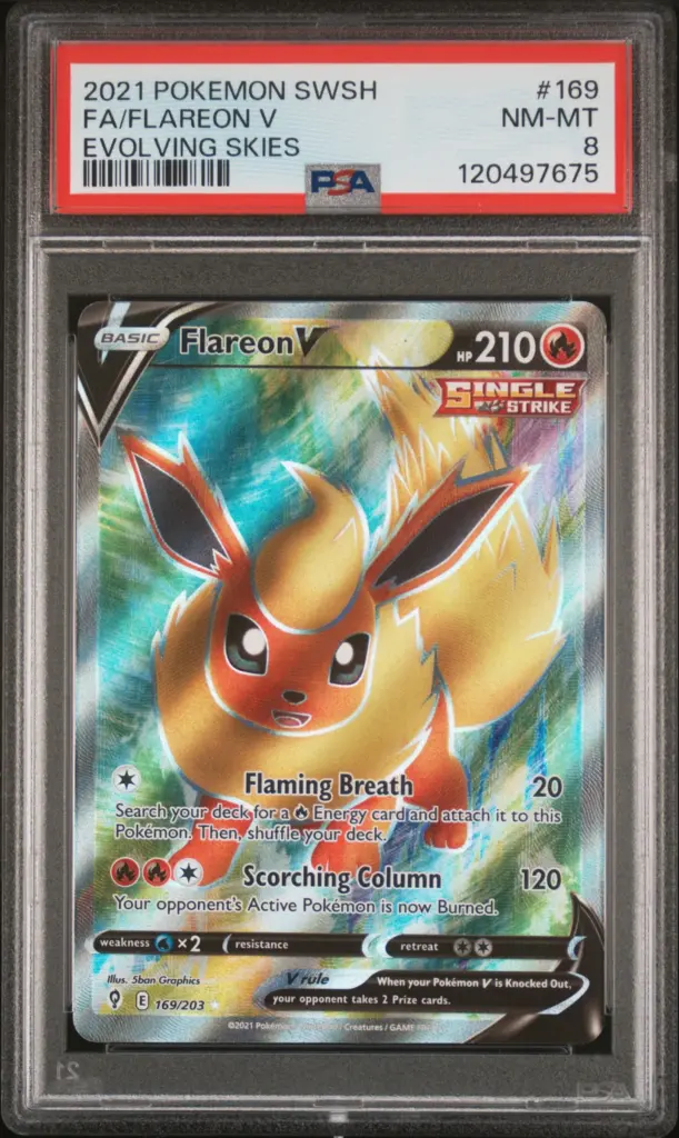 FA/FLAREON V 169/203 – Evolving Skies – PSA 8