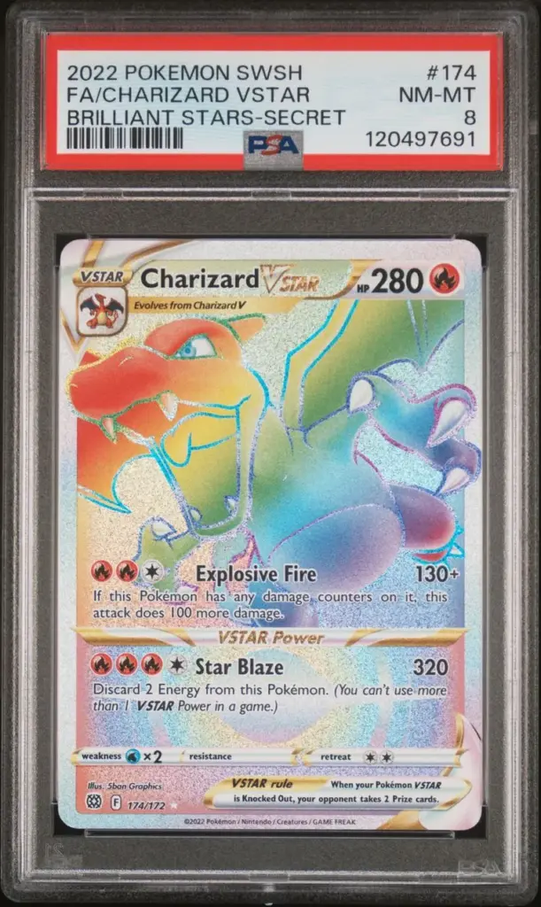 FA/CHARIZARD VSTAR 174/172 – Brilliant Stars – PSA 8