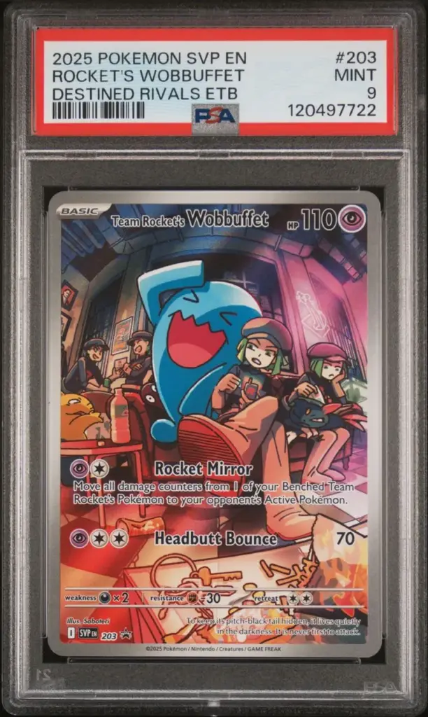 Team Rocket’s Wobbuffet 203/SVP – Scarlet & Violet Black Star Promos – PSA 9 – Cert 120497722